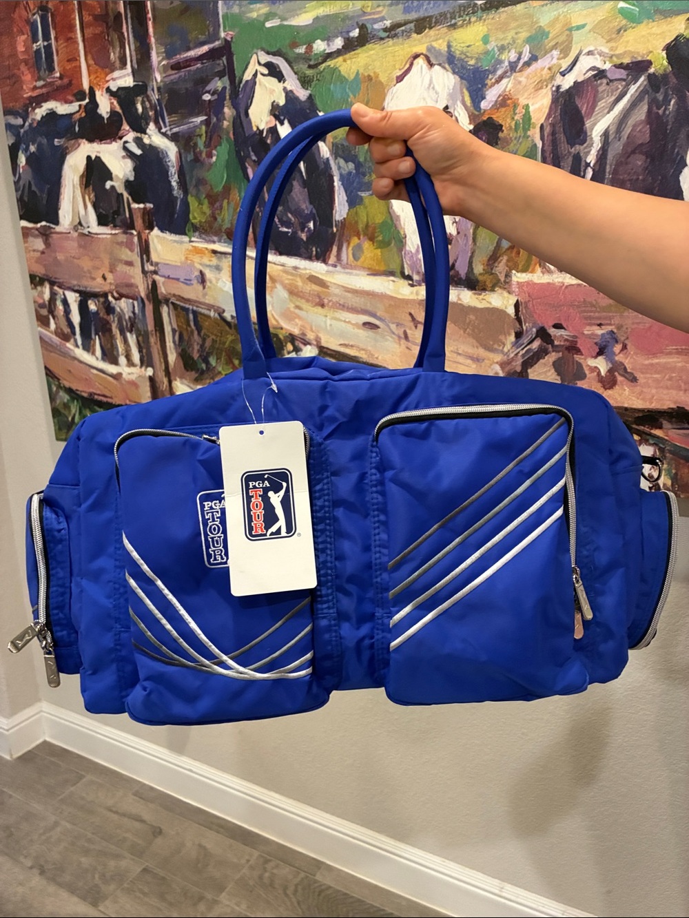 PGA Tour Bright Blue Duffel Bag with Silver Accents